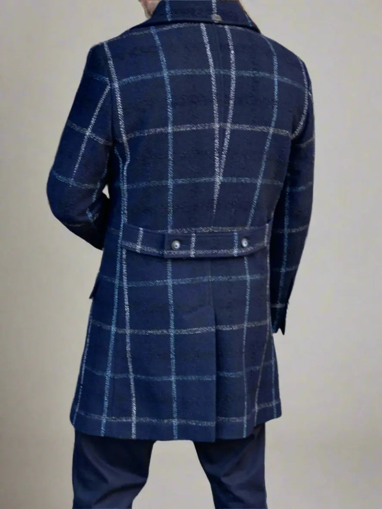 RD Płaszcz Hemingway Granatowy W Kratę AW21/6 REYKJAVIK