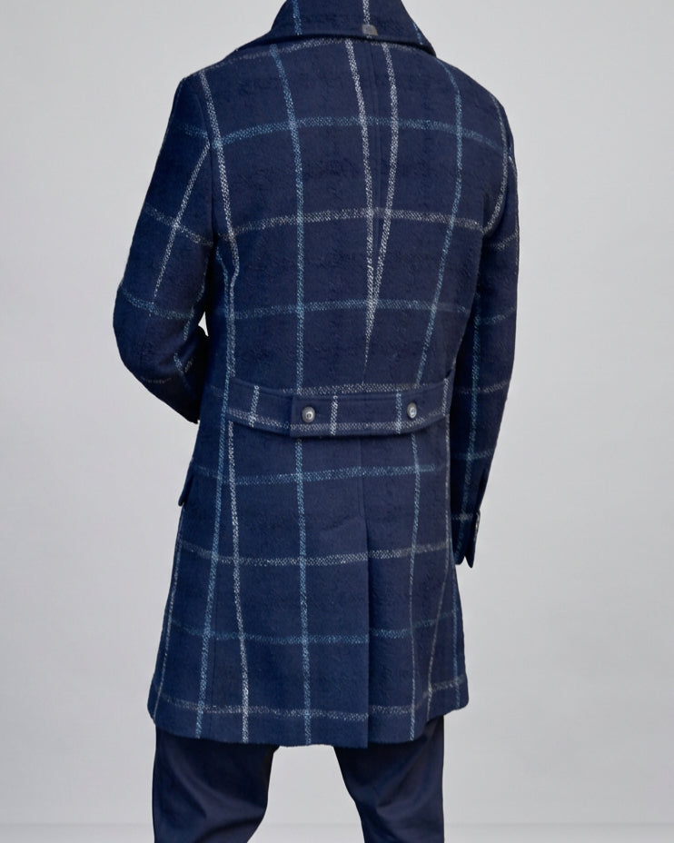 RD Płaszcz Hemingway Granatowy W Kratę AW21/6 REYKJAVIK