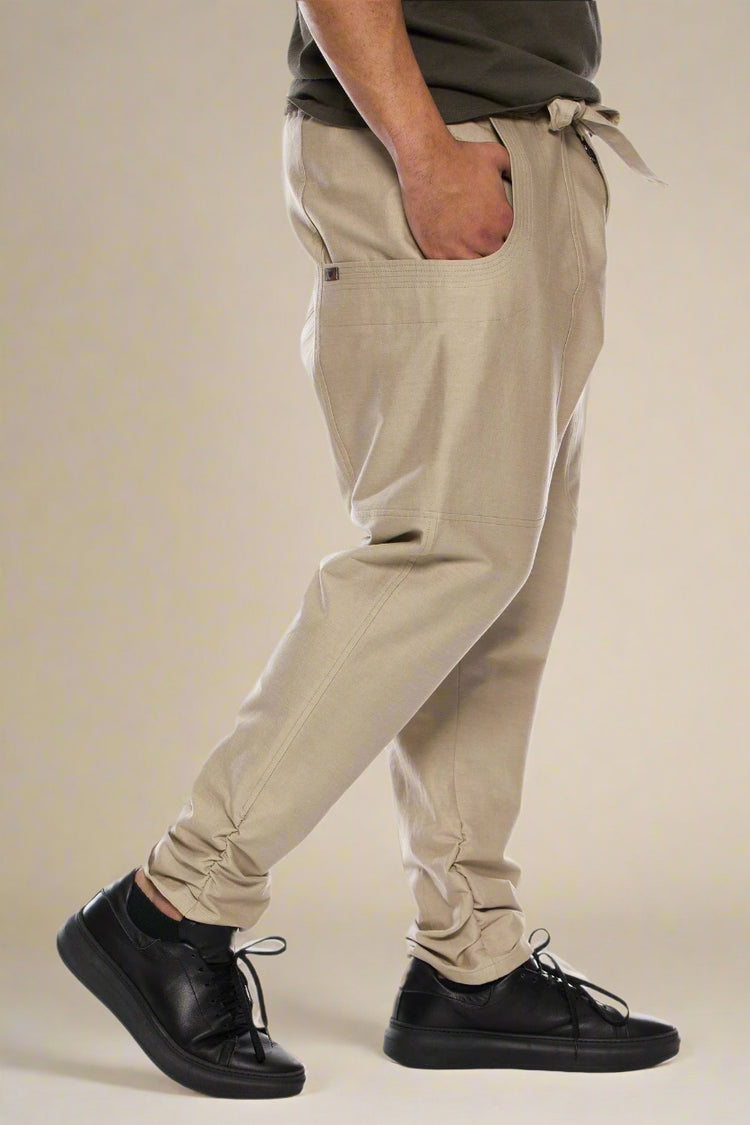 SPODNIE ROBBIE BEŻOWE Z LNU - reykjavikdistrict