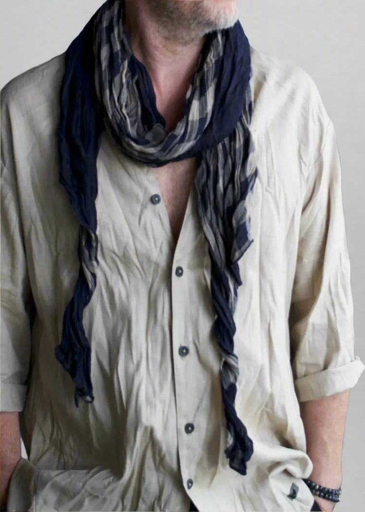 Scarf Cotton Beżowo-Granatowy REBEL