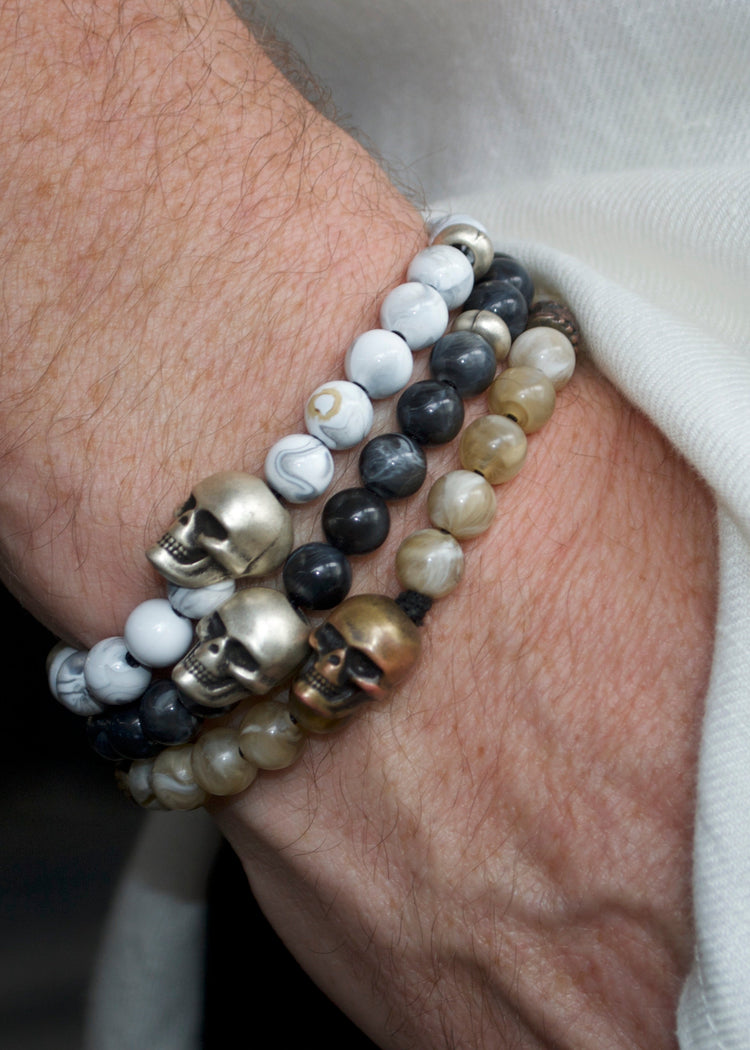 Bransoletka z Czaszką Beżowa