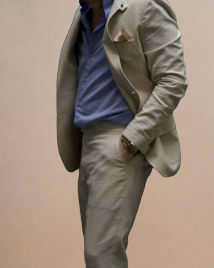 RD Spodnie Turn Up Beżowe Havana SS25/1H