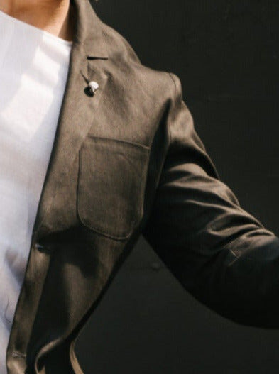 RB Płaszcz Laboratory Czarny z Lnu SS24/1