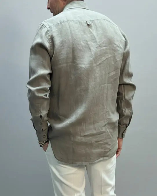 RD Cutaway Straight Mud Linen Shirt SS26/11 REYKJAVIK