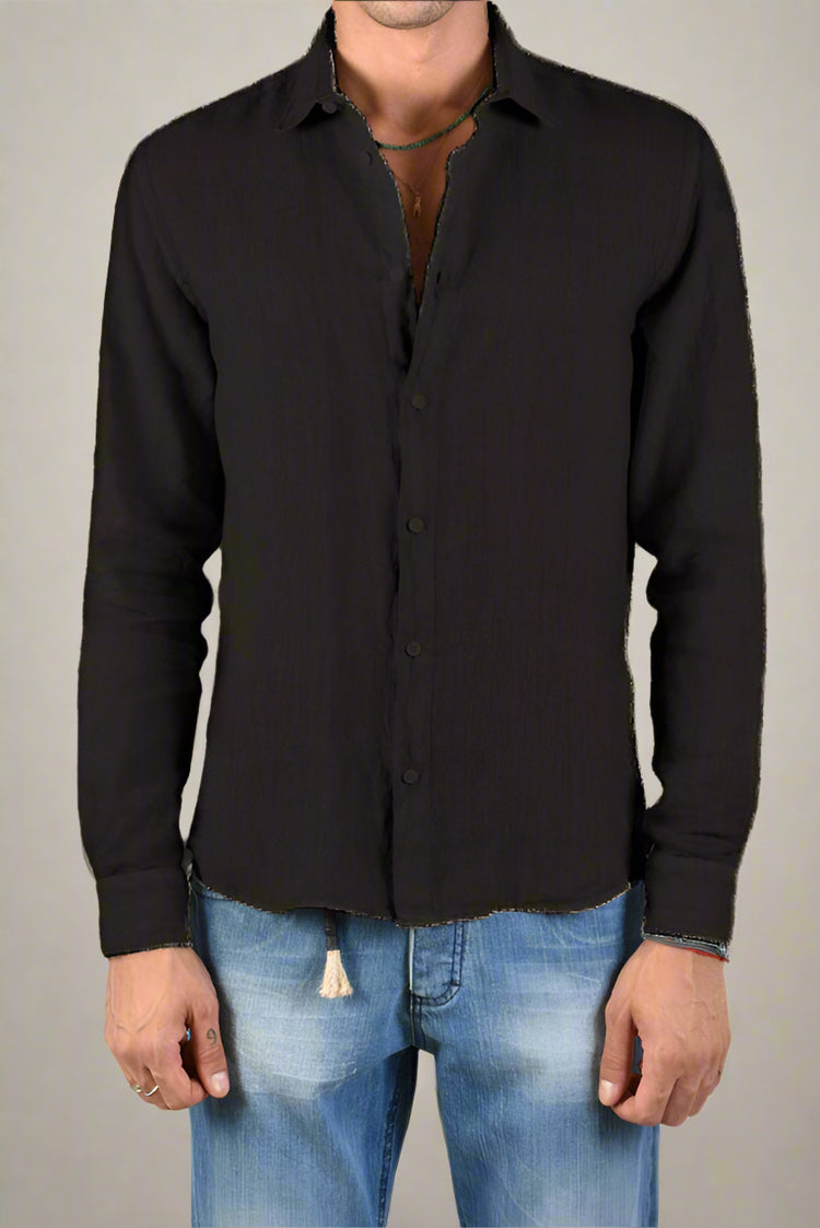 XM Koszula Lniana Czarna ART090