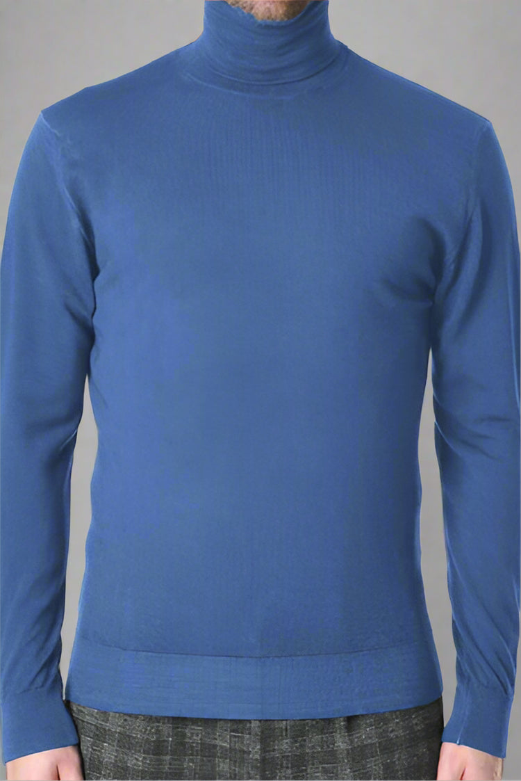 XM Wełniany Sweter Regular Fit Niebieski QDOLAC