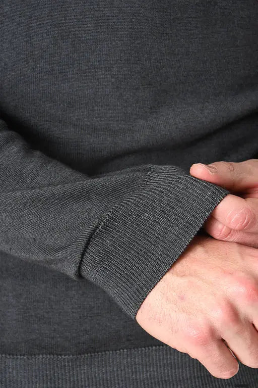 XM Wełniany Sweter Regular Fit Szary QDOLAC XAGON