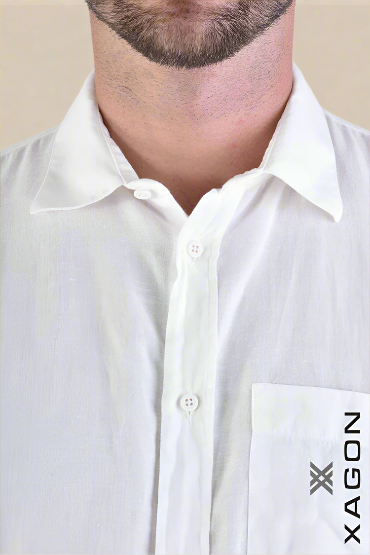 XM Koszula Lniana-Tencel Biała ALONG