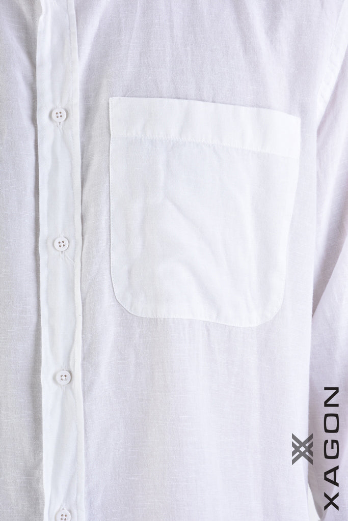 XM Koszula Lniana-Tencel Biała ALONG