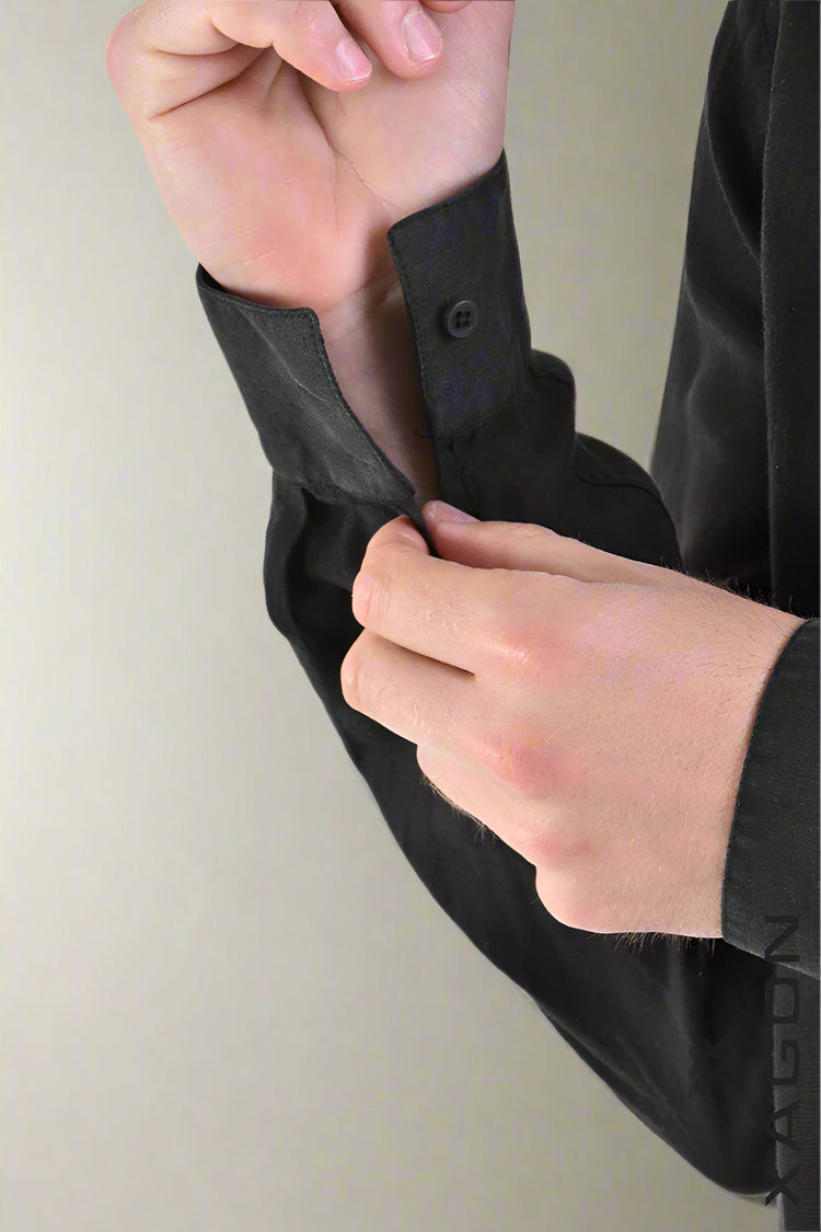 XM Koszula Lniana-Tencel Czarna ALONG