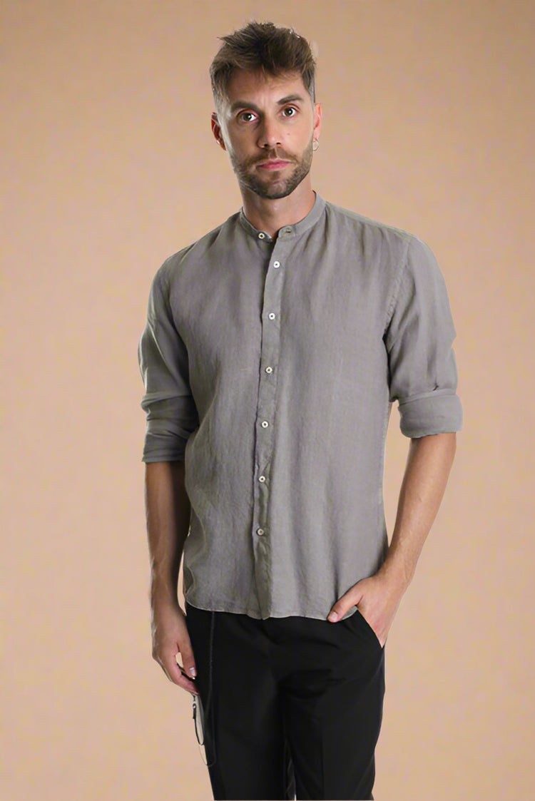 XM Koszula Lniana Szara Korean ART091/1
