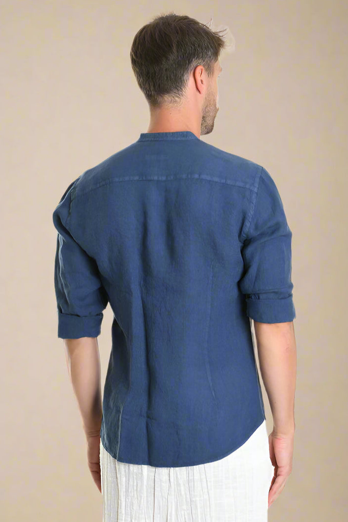 XM Koszula Niebieska Lniana Korean ART091
