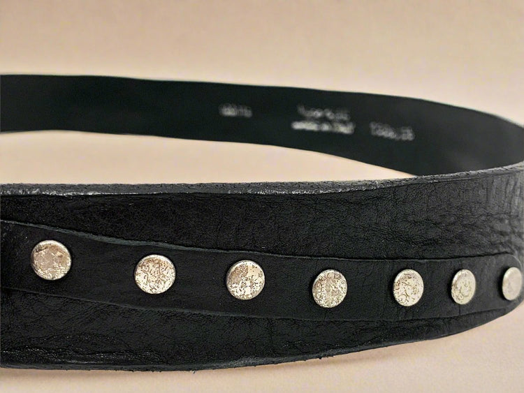 PASEK SKÓRZANY CZARNY Z ĆWIEKAMI - reykjavikdistrict