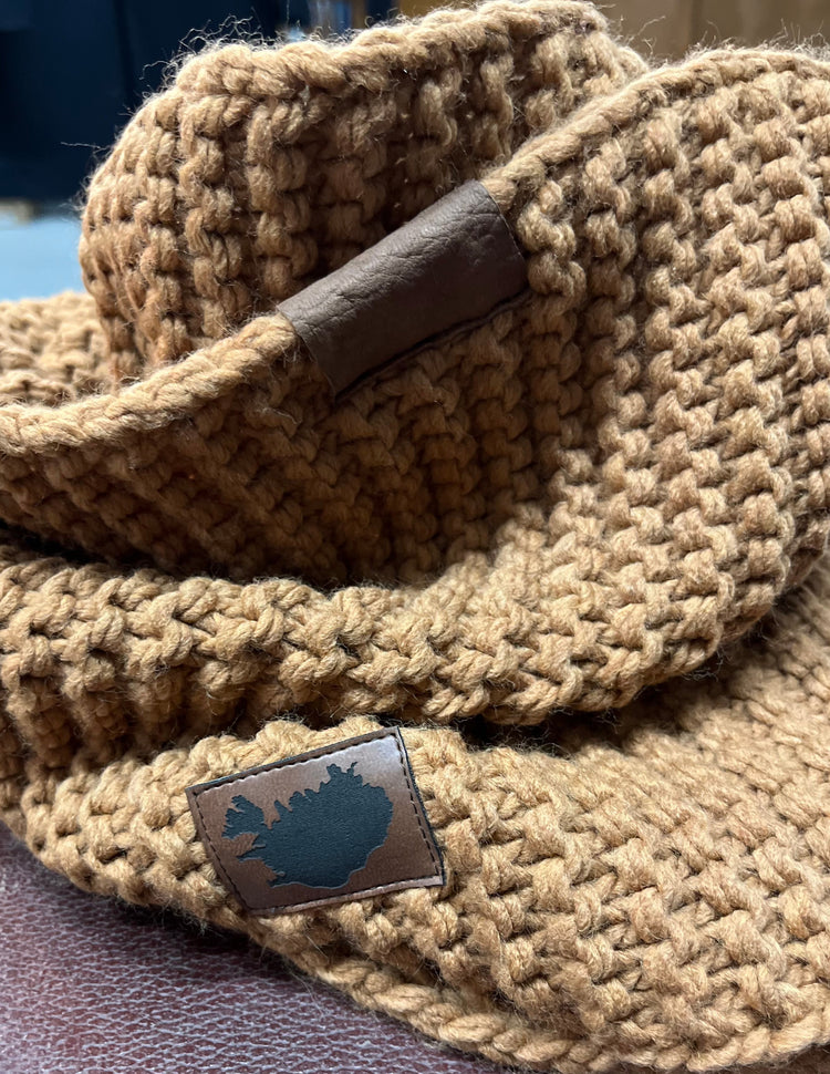 TUBA Z WEŁNY ORAZ ALPAKI MUSZTARDOWA