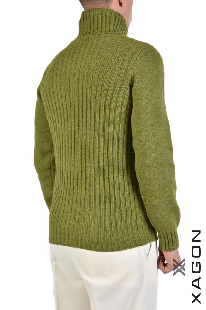 XM Sweter Regular Fit Z Golfem Zielony