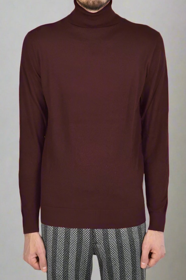 SWETER Z GOLFEM BURGUNDOWY