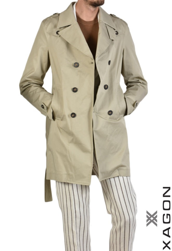 TRENCZ XAGON MAN SLIM FIT BEŻOWY PMALES