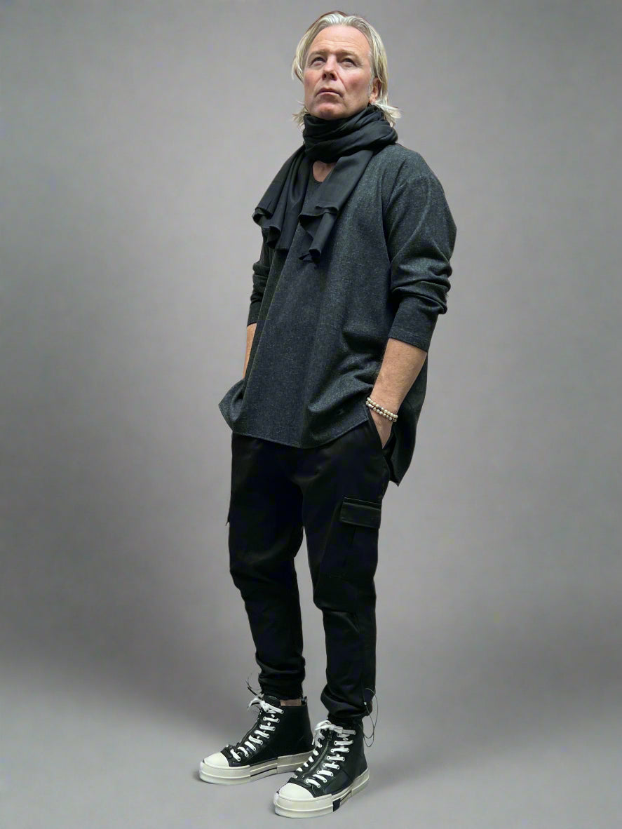 REBEL Sweter Szary Wełniany Overskull AW25/4 REYKJAVIK