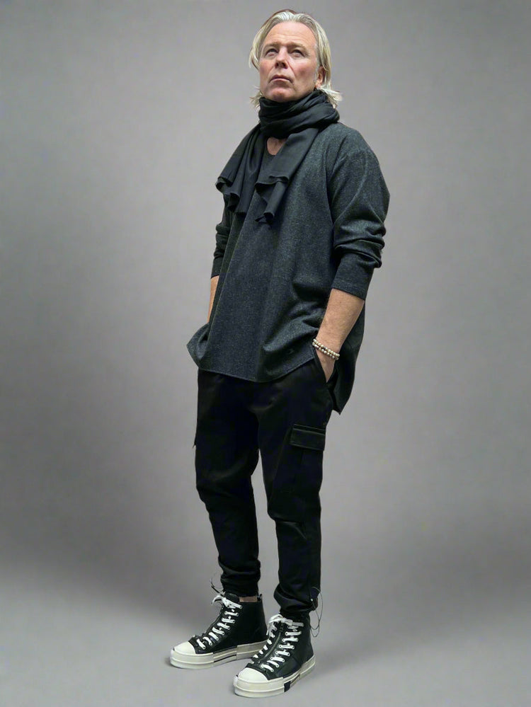 REBEL Sweter Szary Wełniany Overskull AW25/4 REYKJAVIK