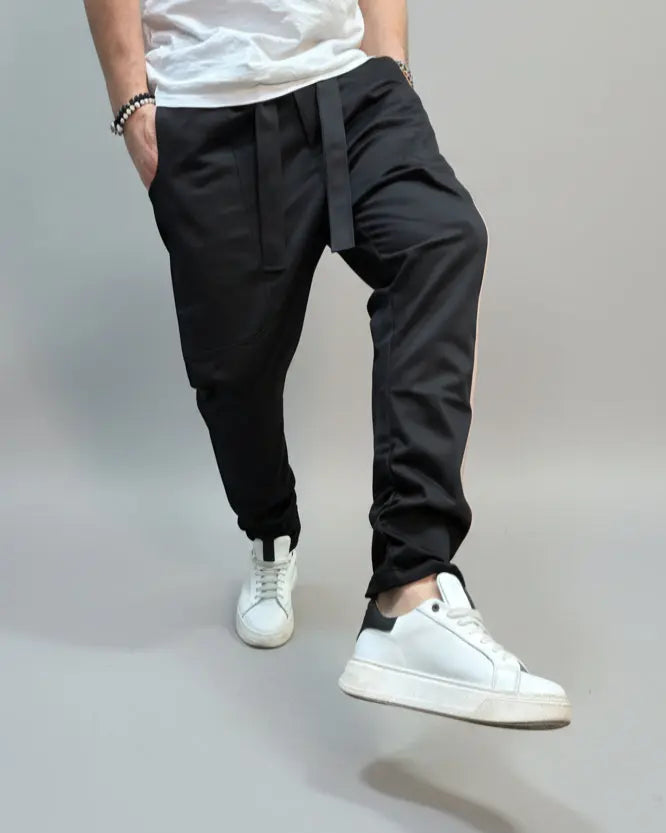 RB Spodnie Robbie Czarne Z Bawełny AW24/49 REBEL