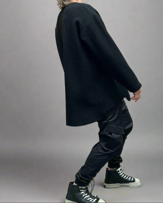 REBEL Sweter Czarny Wełniany Overskull AW25/3