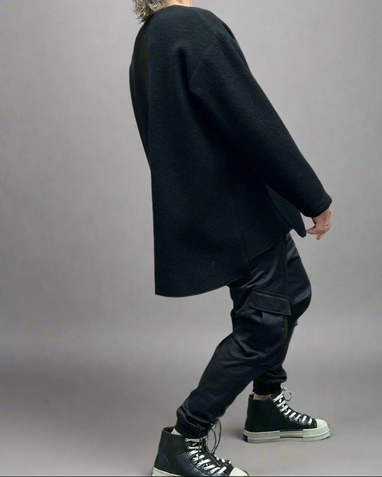 REBEL Sweter Czarny Wełniany Overskull AW25/3 REYKJAVIK
