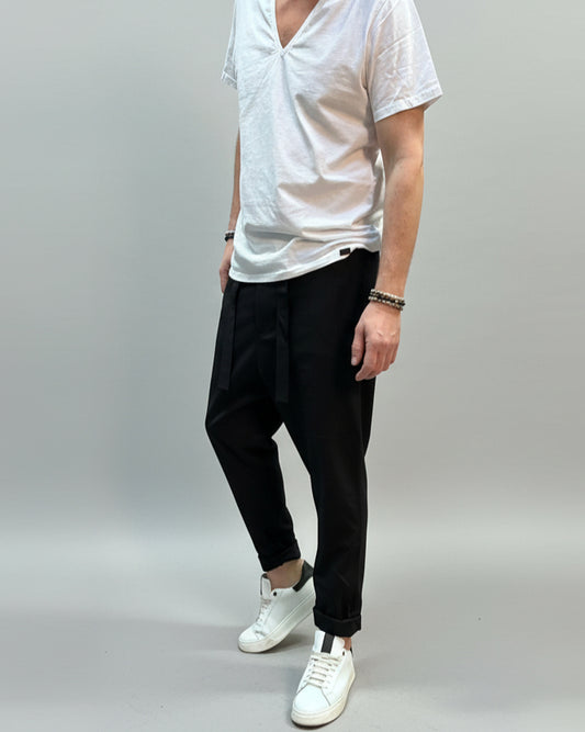 RB Spodnie Robbie Czarne Z Lnu Aosta SS25/52/55