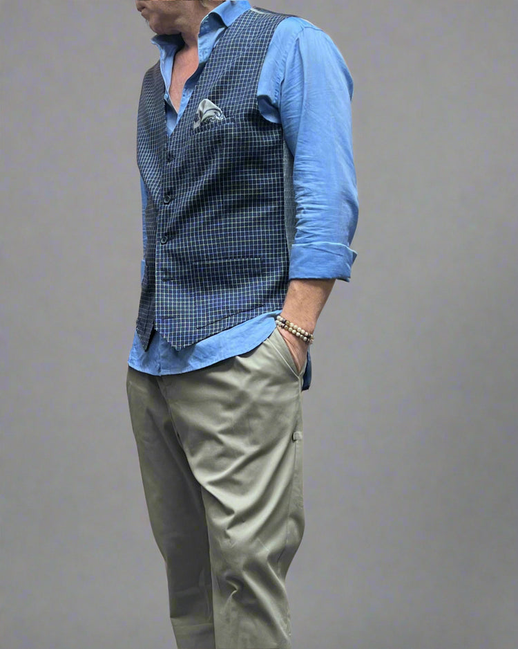 KAMIZELKA DEPP GRANATOWA W KRATĘ AW24/203