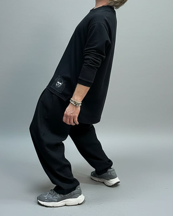 REBEL Sweter Czarny Overjump ze Ściągaczem AW25/6 REYKJAVIK REB