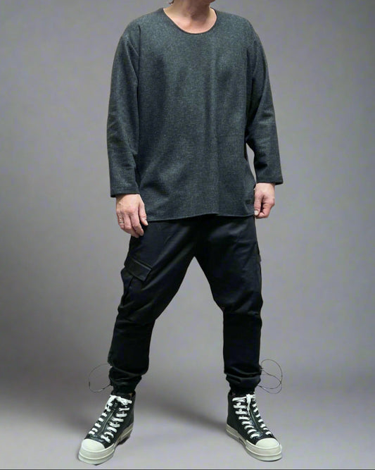 REBEL Sweter Szary Wełniany Overskull AW25/4