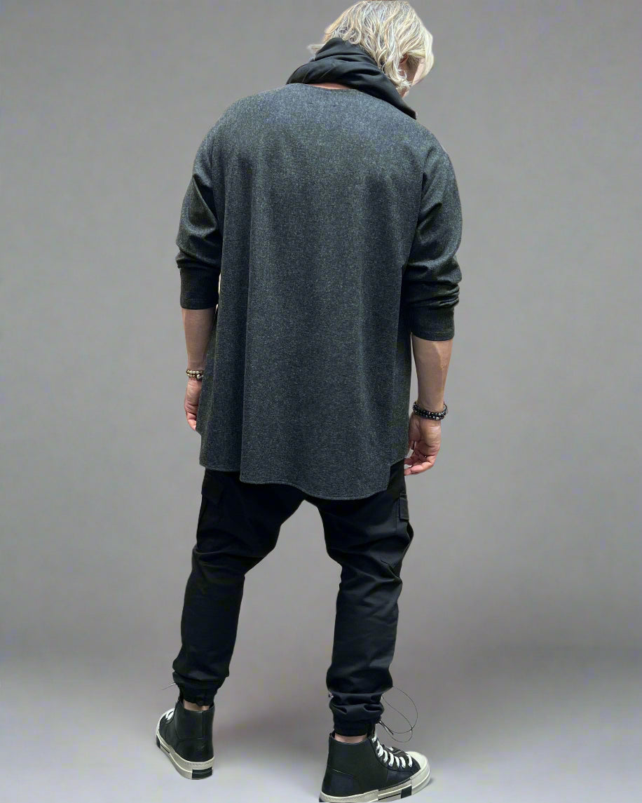 REBEL Sweter Szary Wełniany Overskull AW25/4 REYKJAVIK