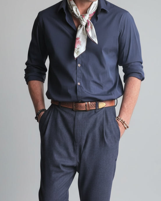 RD Cutaway Straight Navy Shirt SS26/17 REYKJAVIK