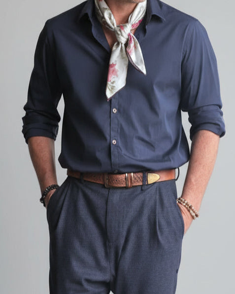 RD Cutaway Straight Navy Shirt SS26/17 REYKJAVIK