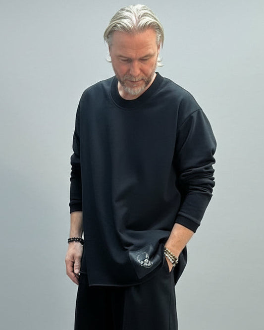 REBEL Sweter Czarny Overjump ze Ściągaczem AW25/6