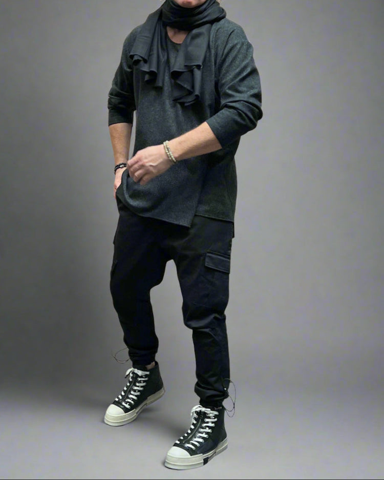 REBEL Sweter Szary Wełniany Overskull AW25/4 REYKJAVIK