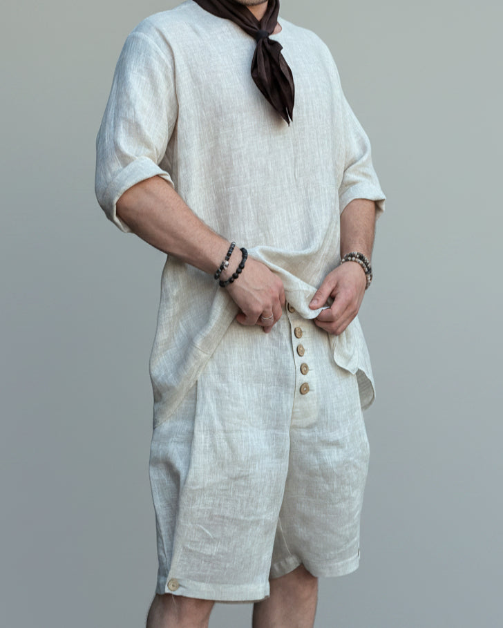 RB Szorty POMPEII ECRU z Lnu SS26/1