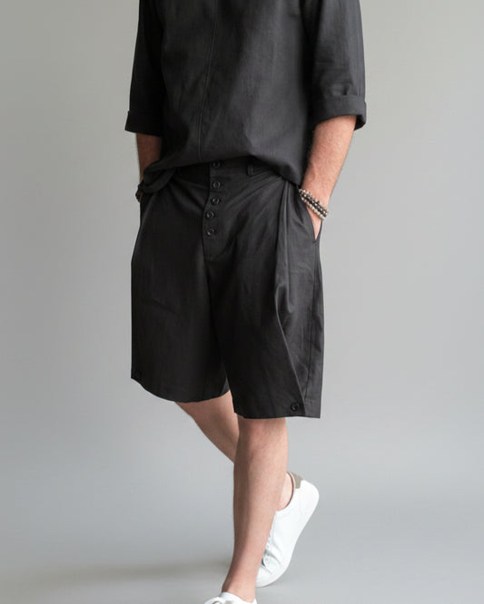 RB Szorty POMPEII Czarne z Lnu SS26/3