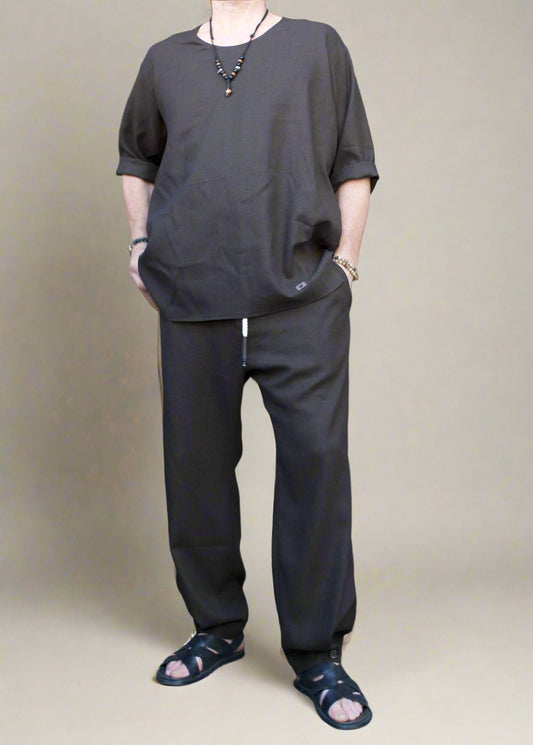 RD Koszula Pompei Brązowa z Lnu SS25/6