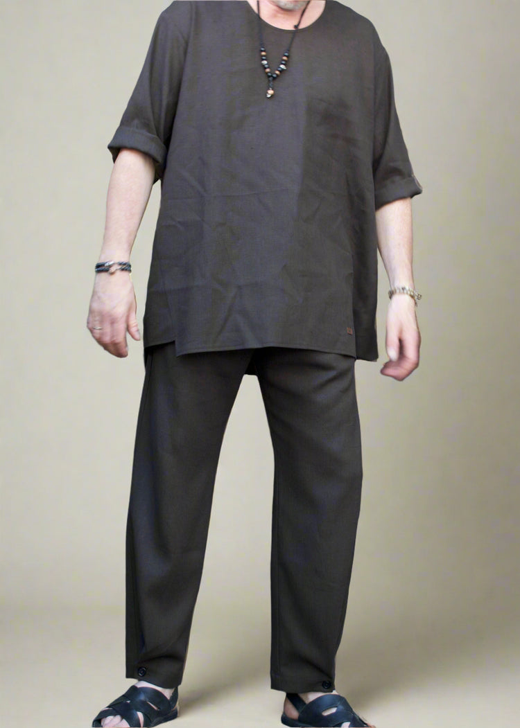 RD Koszula Pompei Brązowa z Lnu SS25/6