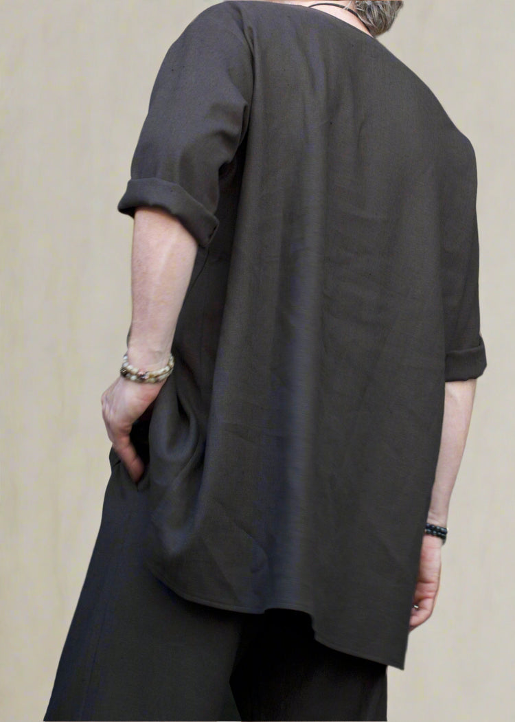 RD Koszula Pompei Brązowa z Lnu SS25/6