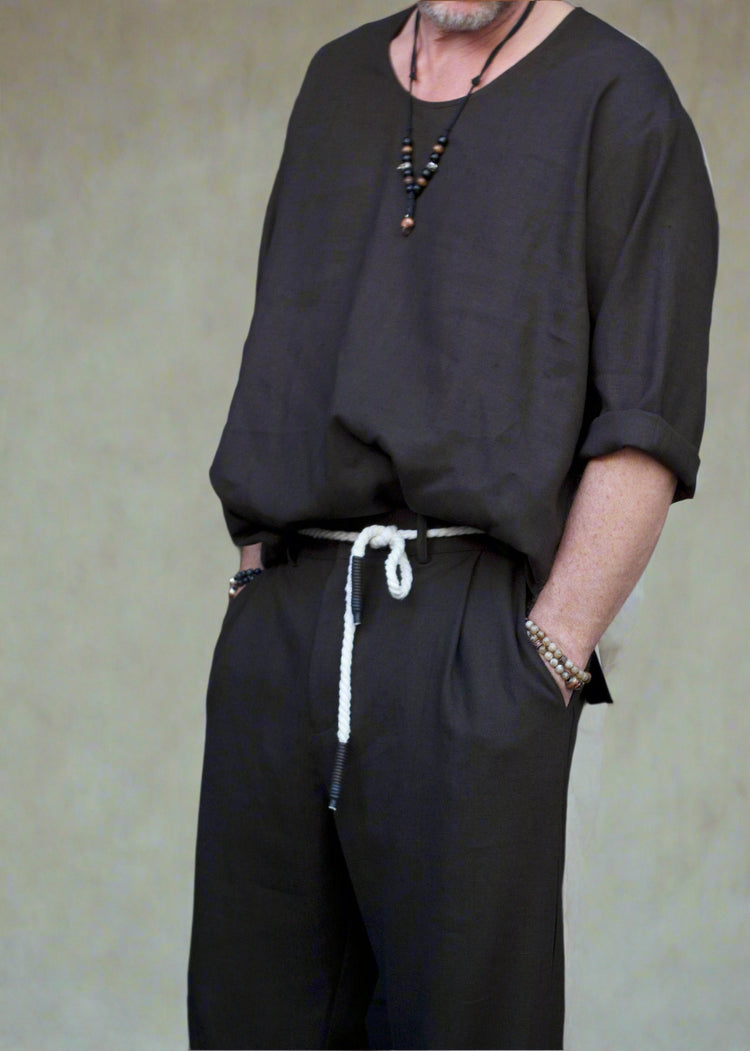 RD Koszula Pompei Brązowa z Lnu SS25/6