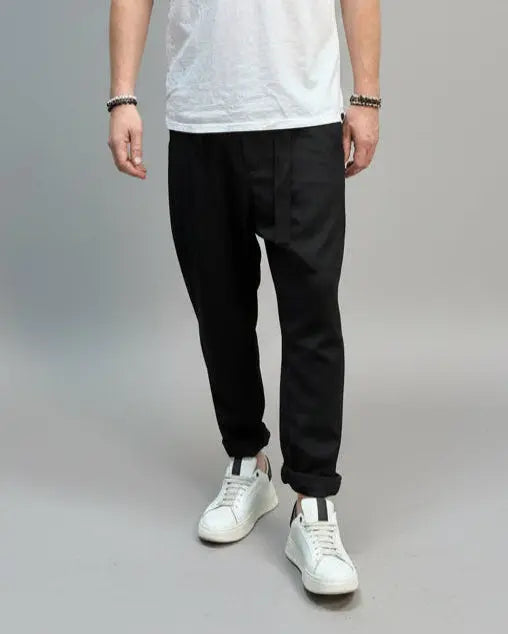 RB Spodnie Robbie Czarne Z Lnu Aosta SS25/52/55 REBEL