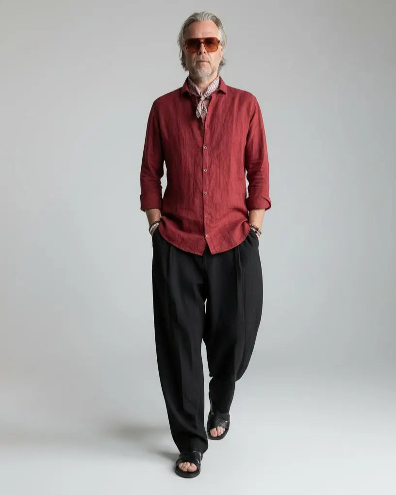 RB Spodnie Pompeii Czarne z Lnu SS26/21 REYKJAVIK