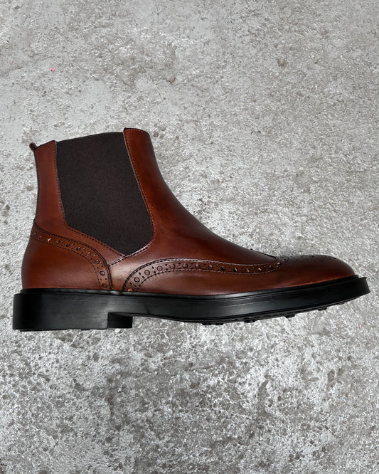 HUNDRED Chelsea Boots Vitello Bursztynowe M632-04