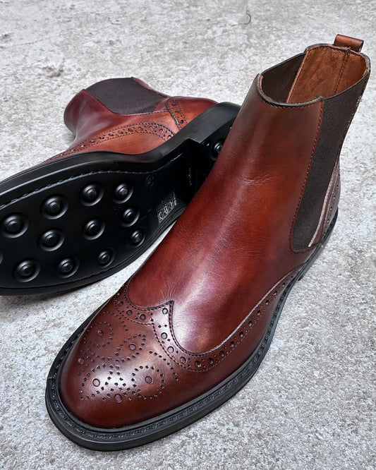 HUNDRED Chelsea Boots Vitello Bursztynowe M632-04