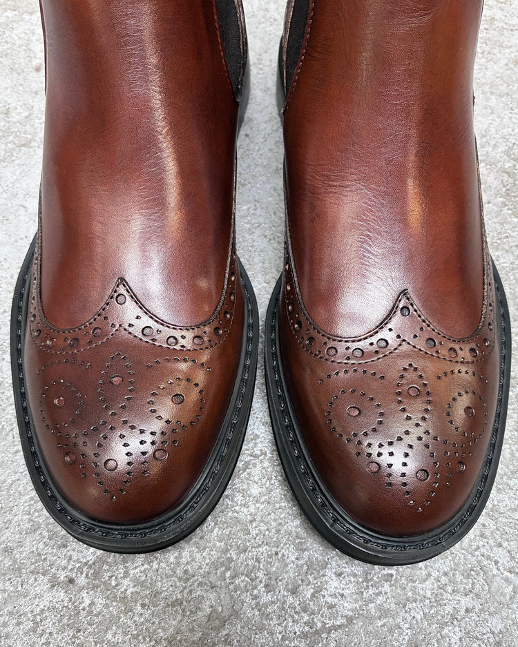 HUNDRED Chelsea Boots Vitello Bursztynowe M632-04 HUNDRED