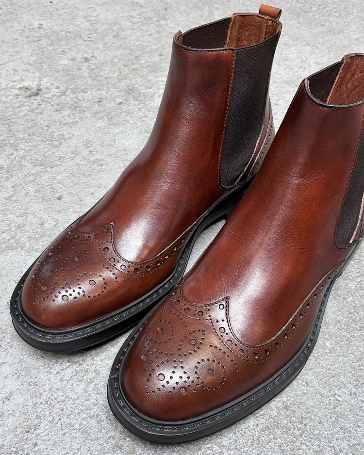 HUNDRED Chelsea Boots Vitello Bursztynowe M632-04 HUNDRED