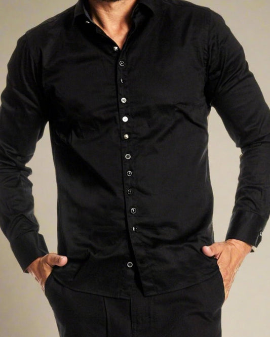 KOSZULA CRAB CZARNA Z METALOWYMI GUZIKAMI - reykjavikdistrict